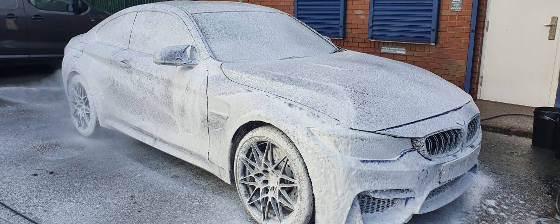 BMW being snowfoamed as part of our Annual Maintenance service