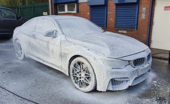 BMW being snowfoamed as part of our Annual Maintenance service
