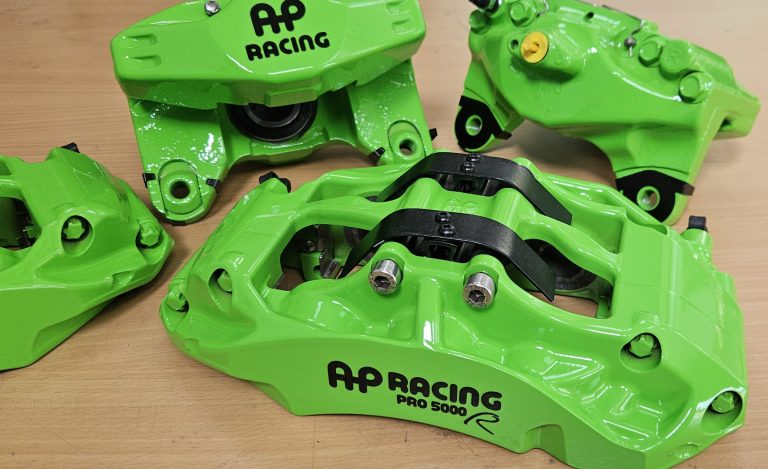 AP Racing brakes calipers painted Kawasaki Lime Green
