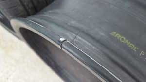 Cracked alloy wheel from a Mercedes E53